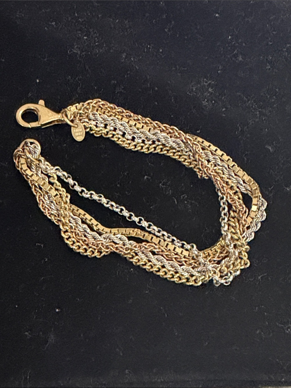 Tri-Tone Multi-Chain Bracelet - Gold, Rose Gold & Silver